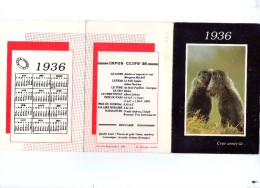 Calendrier De 1936 Petit Format Dépliant En 3 Paries - Tamaño Pequeño : 1921-40