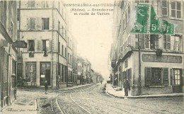 Cpa, Pontcharra, Grande Rue Et  Route De  Tarare - Pontcharra-sur-Turdine