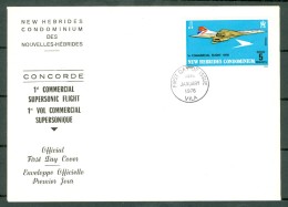 New Hebrides 2 Envelopes 1976 - Concorde First Commercial Flight - Port-Vila 30/01/1976 (2 Scans) - FDC