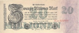 GERMANY 20 MILLION MARK 1923 P-97b AU/UNC 6 DIGIT S/N 3AB * 222510 [ DER097b ] - 20 Mio. Mark