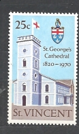 St. Vincent    1970 The 150th Anniversary Of St. George´s Cathedral, Kingstown MNH - St.Vincent (...-1979)