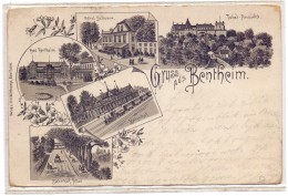 4444 BAD BENTHEIM, Lithographie, Hotel Bellevue, Bahnhof, Bahnhof Allee, Schloß, Kurhaus, 1898 - Bad Bentheim