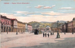 04923 "TORINO - PIAZZA VITTORIO EMANUELE I" ANIMATA, TRAMWAYA.   CART SPED 1910 - Piazze