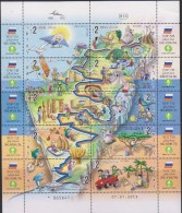 B)2013 ISRAEL, FLAG, MAP, BEACH, FLY, CAMPING, ANIMAL, TOURISM,  ISRAEL NATIONAL TRAIL, VACATION, BLOCK OF 10, MNH - Unused Stamps (without Tabs)