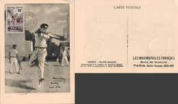 REUNION CFA Poste 327 FDC Carte Postale 1er Jour Cachet Grand Bois 1957 Pelote Basque Chistera °°° Rare - Storia Postale