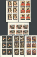 Paintings By Rafael, Murillo, Rubens, Van Gogh, Hals And Ucello, Set Of 6 Values In IMPERFORATE Blocks Of 6,... - Yémen