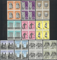 Yvert 99/108, 1961 Archeology, Complete Set Of 10 Values In Unmounted Blocks Of 4, Excellent Quality, Catalog Value... - Jemen