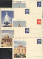 4 Postal Cards Of 20L. + 1 Of 35L., All Illustrated With Different Views Of The Vatican, Excellent Quality! - Postal Stationeries
