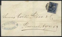 22/APR/1876 MONTEVIDEO - Buenos Aires: Folded Cover Franked By Sc.35a (dark Blue), Double Circle Datestamp, And... - Uruguay