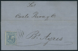 3/FEB/1873 MONTEVIDEO - Buenos Aires: Folded Cover Franked By Sc.35 (light Blue), Semi-mute Barred Cancel, VF... - Uruguay