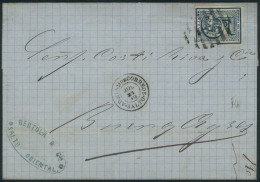 27/JUL/1869 SALTO - Buenos Aires: Folded Cover Franked By Sc.30, With Semi-mute "B" Barred Oval Cancel And... - Uruguay