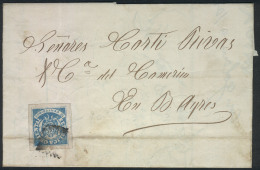 17/SEP/1865 MONTEVIDEO - Buenos Aires: Dated Folded Cover, Franked By Sc.23 (Seal 12c. Blue) With Little Defects,... - Uruguay