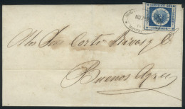 26/NOV/1862 MONTEVIDEO - Buenos Aires: Folded Cover Franked By Sc.16 (120c. Blue Thick Numerals) With Double Oval... - Uruguay