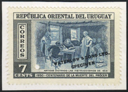 1950 7c. Artigas Dictating Instructions In 1813, SPECIMEN Of Waterlow & Sons Ltd. In A Color Different From The... - Uruguay