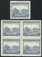 Sc.Czechoslovakia 254B (Michel 1), 1939 View Of Jasina, Block Of 4 And Single (2 Stamps In The Block Are MNH),... - Transkarpatië