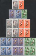 Yvert 336/340, 1960 Roma Olympic Games, Complete Set Of 5 Values In Blocks Of 4 And Singles, Unmounted, Excellent... - Suriname