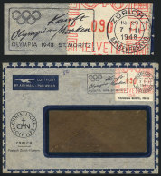 Airmail Cover With Frama Label Of 90c., Slogan Cancel: 'KAUFT OLYMPIA MARKEN - Olympia 1948, St. Moritz', VF... - Covers & Documents