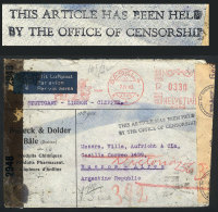 COVER HELD BY CENSORSHIP: Airmail Cover Sent From Basel To Buenos Aires On 7/AP/1943 (nice Meter Postage Of... - Covers & Documents