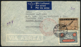 Airmail Cover Sent From Zurich To Argentina On 27/SE/1937 Franked With 2.50Fr., German Transit Backstamp, VF! - Brieven En Documenten