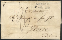 Entire Letter Sent From GENEVE To Genes On 1/AU/1834, With Nice Postal Marks On Front And Reverse, VF! - ...-1845 Prefilatelia