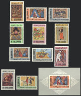 Paintings: Complete Set Of 11 Values + Souvenir Sheet, Excellent Quality! - Ras Al-Khaima