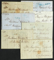 7 Entire Letters Sent From Tacna To Valparaiso Between 1855 And 1857, All With Interesting Pre-philatelic Marks... - Perù
