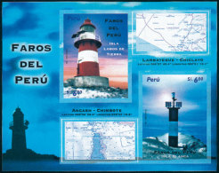 Sc.1519, 2006 Lighthouses And Maps, IMPERFORATE, Excellent Quality, Very Rare! - Perù