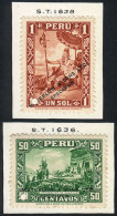 Sc.322/323, 1934 50c. Coronation Of Huascar And 1S. Incan King, SPECIMENS Of Waterlow & Sons Ltd. In Colors... - Peru