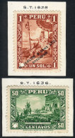 Sc.322/323, 1934 50c. Coronation Of Huascar And 1S. Incan King, SPECIMENS Of Waterlow & Sons Ltd. In Colors... - Pérou