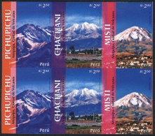 Sc.1494, 2006 Volcanoes Near Arequipa, IMPERFORATE BLOCK OF 6 (2 Sets), Excellent Quality, Rare! - Perù