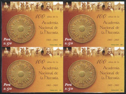 Sc.1492, 2006 National Academy Of History, IMPERFORATE BLOCK OF 4, Excellent Quality, Rare! - Perù