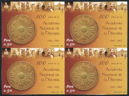 Sc.1492, 2006 National Academy Of History, IMPERFORATE BLOCK OF 4, Excellent Quality, Rare! - Perú