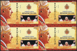 Sc.1489, 2006 Pope Benedict XVI, IMPERFORATE BLOCK OF 4 Consisting Of 4 Sets, Excellent Quality, Rare! - Peru