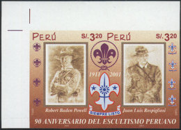 Sc.1329, 2002 Scouts, The Set Of 2 IMPERFORATE Values, Excellent Quality, Rare! - Perú