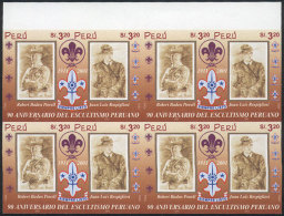 Sc.1329, 2002 Scouts, IMPERFORATE BLOCK OF 4 Consisting Of 4 Sets, Excellent Quality, Rare! - Perù