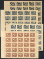 4 Complete Sheets Of Old Official Stamps, Including One With INVERTED OVERPRINT Variety, VF Quality! - Paraguay