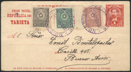 Postal Card With Additional Franking (total 20c.) Sent From Asunción To Buenos Aires On 17/NO/1913, VF... - Paraguay