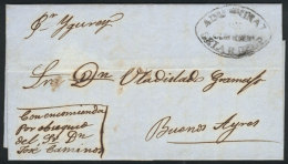 Entire Letter Dated Asunción 5/AP/1864, Sent To Buenos Aires By 'Ygurey', With The Black Oval Mark 'ADMon... - Paraguay