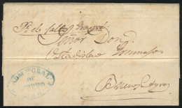 Entire Letter Dated Asunción 20/AU/1858, Sent To Buenos Aires By Steamer 'Guayra', With The Blue Oval Mark... - Paraguay