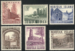 Sc.13/18, 1953 Airplane And Buildings, Compl. Set Of 5 Unmounted Values, Excellent Quality, Catalog Value US$55+ - Norfolkinsel