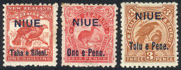 Sc.10/13, 1903 Complete Set Of 3 Overprinted Values, Fine Quality, Catalog Value US$65. - Niue