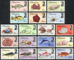 Sc.339/356, 1969 Fish And Marine Fauna, Complete Set Of 18 Unmounted Values, Excellent Quality, Catalog Value... - Mauritius (...-1967)