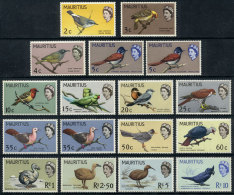 Sc.276/290 + 279a + 284a, 1965 Birds, Complete Set Of 15 Values + The 2 Values Issued In 1966 And 1967 With... - Maurice (...-1967)