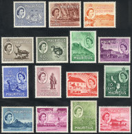 Sc.251/265, 1953/4 Complete Set Of 15 Values (ships, Animals, Flora, Waterfalls, Etc), Mint Lightly Hinged, VF... - Mauritius (...-1967)