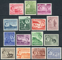 Sc.251/265, 1953/4 Complete Set Of 15 Values (ships, Animals, Flora, Waterfalls, Etc), Unmounted, VF Quality,... - Mauritius (...-1967)