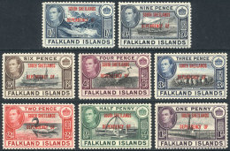 Sc.5L1/5L8, 1944 Complete Set Of 8 Overprinted Values, Unmounted And Of Excellent Quality, Catalog Value US$22++ - Falkland