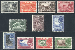 Sc.56/66, 1960 Animals, Ships, Trains, Sports And Other Topics, Complete Set Of 11 Values, Mint With Tiny Hinge... - Malacca