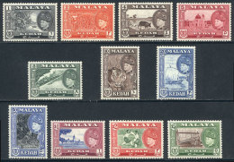 Sc.83/93, 1957 Animals, Ships, Trains, Sports And Other Topics, Complete Set Of 11 Unmounted Values, Excellent... - Kedah