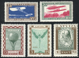 Sc.CB9/CB13, 1932 Aviation Pioneers, Cmpl. Set Of 5 Values, Mint Lightly Hinged, VF Quality! - Lettonia