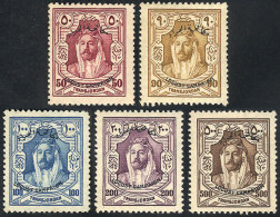 Sc.B8/B12, 1930 Locust Campaign, The 5 High Values Of The Set, Fine Quality, Rare, Catalog Value US$200+ - Giordania